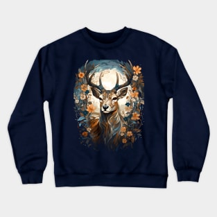 Tranquil Christmas Winter Stag in Shades of Blue Crewneck Sweatshirt